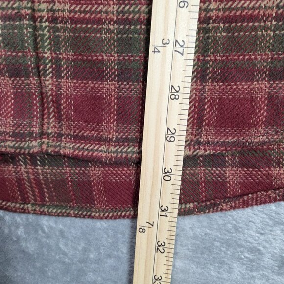Orvis Shirt Mens Large Red Green Plaid Heavy Flannel Button Up Shacket Hiking - Picture 10 of 10